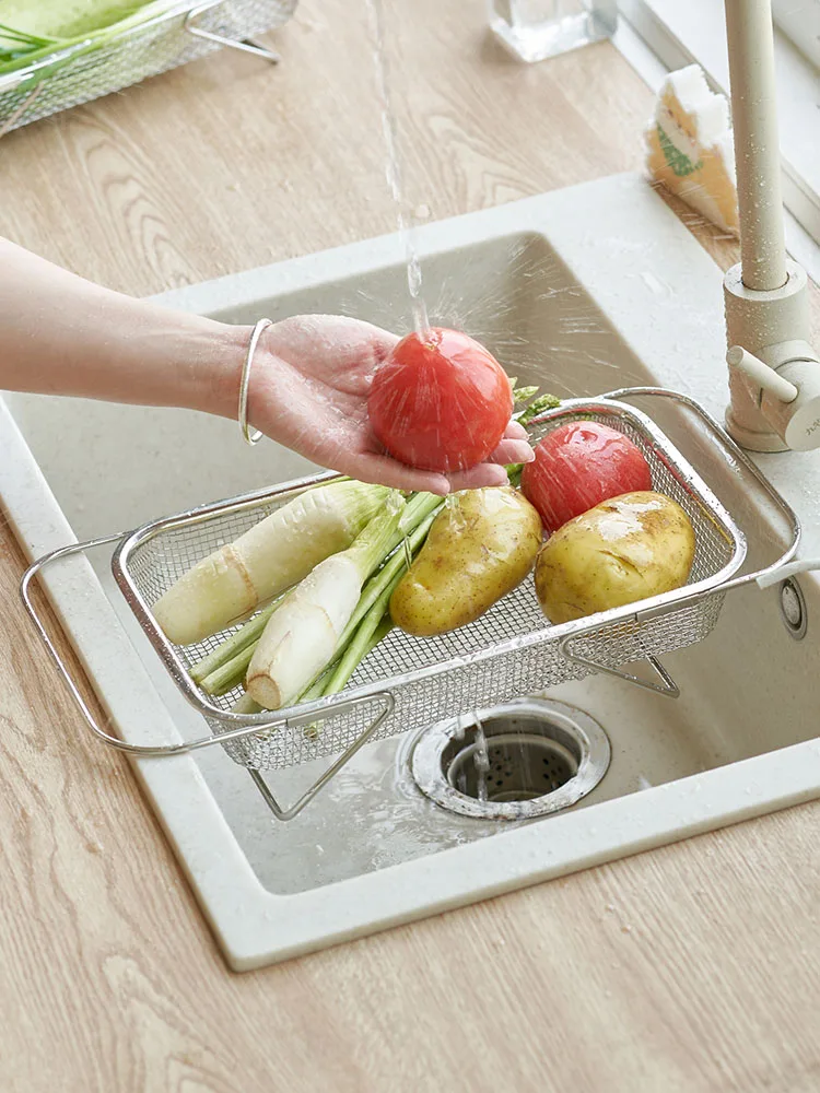Корзина для слива из нержавеющей стали, расширяемая, для кухонной раковины, для мытья овощей, с фильтром, для хранения на кухне
Корзина для слива из нержавеющей стали, расширяемая, для кухонной раковины, для мытья овощей, с фильтром, для хранения на кухне