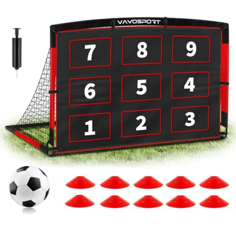 Outdoor kids soccer set: 6×4ft portable pop-up net, durable PE material, bright yellow, includes cones and target for ages 3-12
Outdoor kids soccer set: 6×4ft portable pop-up net, durable PE material, bright yellow, includes cones and target for ages 3-12