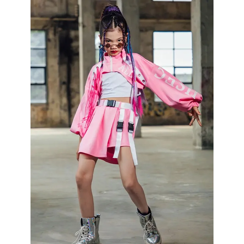 ZZL K-pop Stage Girls' Fashionable Outfit Jazz Dance Performance Suit Kids Hip-hop Fashion Costume Cool Children's Runway Wear 
ZZL K-pop Stage Girls' Fashionable Outfit Jazz Dance Performance Suit Kids Hip-hop Fashion Costume Cool Children's Runway Wear