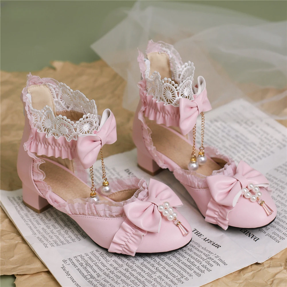 Spring Summer Women High Heels Mary Jane Pumps Party Wedding White Pink Black String Bead Bow Princess Cosplay Lolita Shoes
Spring Summer Women High Heels Mary Jane Pumps Party Wedding White Pink Black String Bead Bow Princess Cosplay Lolita Shoes
