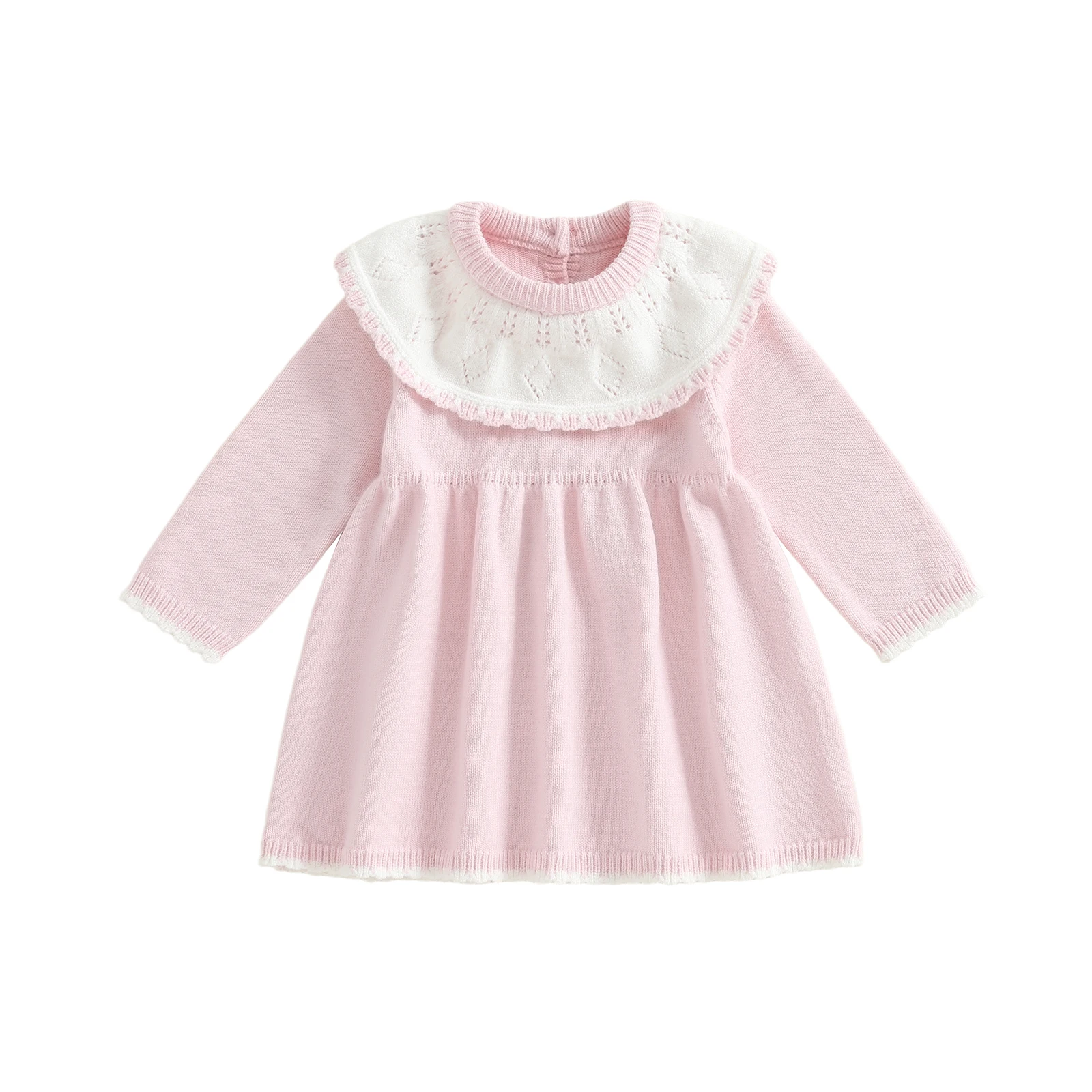 Toddler Baby Girl Sweater Dress Contrast Ruffle Trim Crew Neck Long Sleeve A-line Knitted Dress for Winter Fall
Toddler Baby Girl Sweater Dress Contrast Ruffle Trim Crew Neck Long Sleeve A-line Knitted Dress for Winter Fall