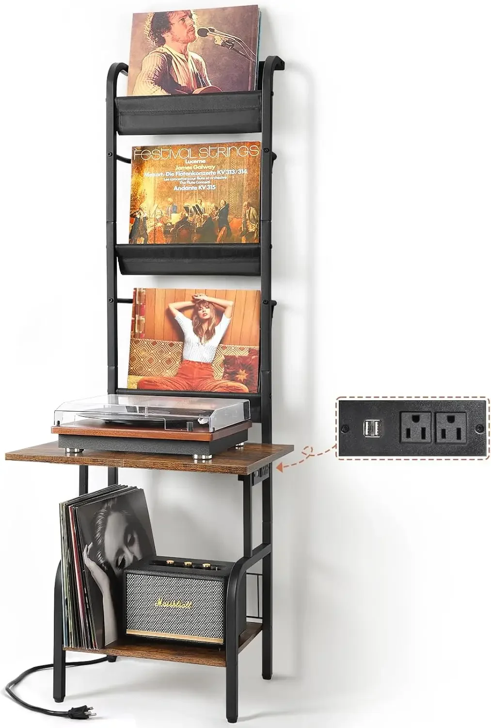 Record Player Stand with Power Outlet, Record Player Table with Vinyl Record Storage up to 200 Albums, Turntable Stand with Reco
Record Player Stand with Power Outlet, Record Player Table with Vinyl Record Storage up to 200 Albums, Turntable Stand with Reco