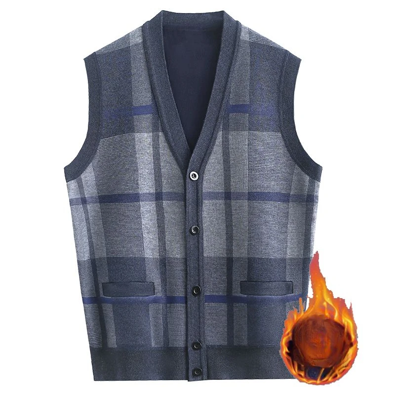 2024 Men Autumn Winter New V-neck Knitted Vest Men's Thick Warm Cardigans Waistcoat Male Plaid Sleeveless Sweater Coats D761
2024 Men Autumn Winter New V-neck Knitted Vest Men's Thick Warm Cardigans Waistcoat Male Plaid Sleeveless Sweater Coats D761