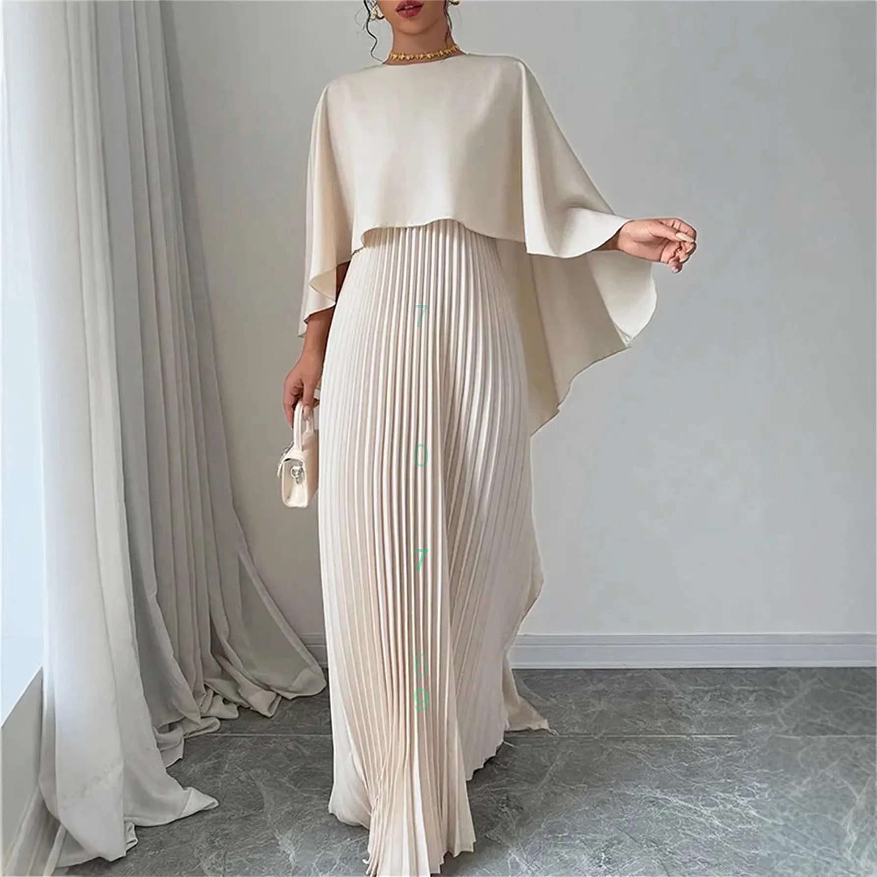 New Fashion Batwing Sleeve Pleated Irregular Elegant Dress Dresses for Women Spring Summer
New Fashion Batwing Sleeve Pleated Irregular Elegant Dress Dresses for Women Spring Summer