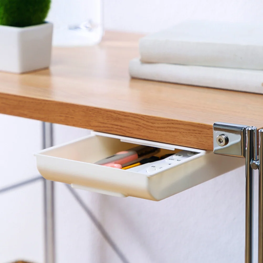 2Pcs Hanging Storage Box ABS Drawer Style Adhesive Pen Holder Under Desk Organizer Desk Container Space Saving
2Pcs Hanging Storage Box ABS Drawer Style Adhesive Pen Holder Under Desk Organizer Desk Container Space Saving