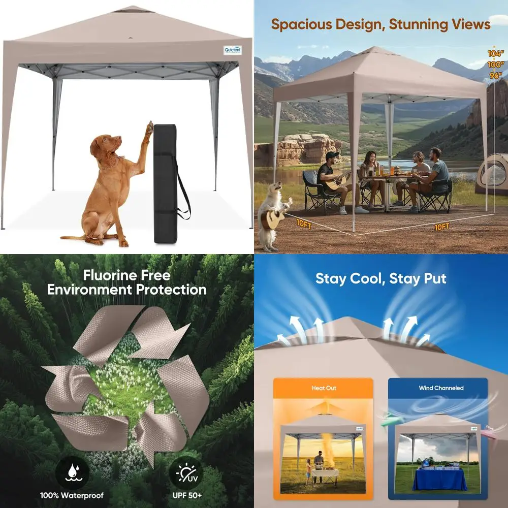 Instant 10x10 Canopy Tent - Portable Waterproof UV Protection Gazebo Ideal for Outdoor Events and 1 Person Use
Instant 10x10 Canopy Tent - Portable Waterproof UV Protection Gazebo Ideal for Outdoor Events and 1 Person Use