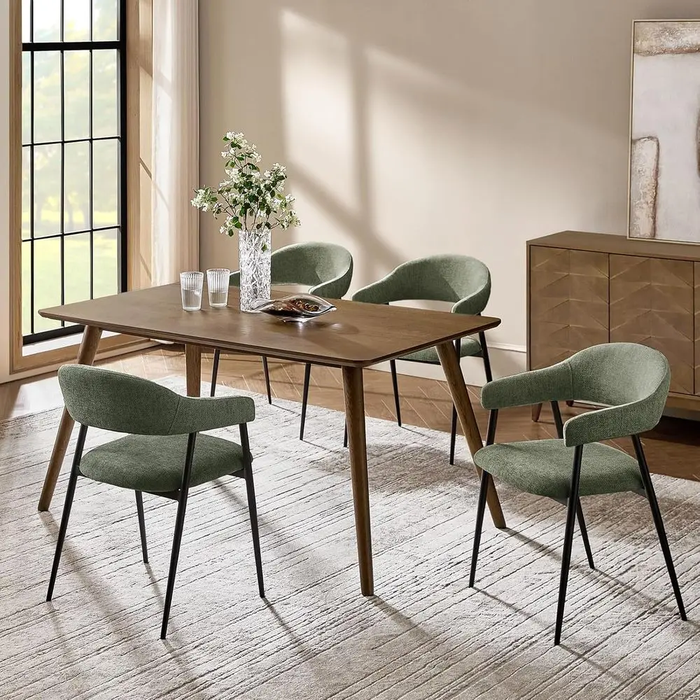 Set of 4 Fabric Upholstered Dining Chairs with Metal Legs, Curved Backrest for Kitchen, Dining Room, or Restaurant Use, Moss Gre
Set of 4 Fabric Upholstered Dining Chairs with Metal Legs, Curved Backrest for Kitchen, Dining Room, or Restaurant Use, Moss Gre
