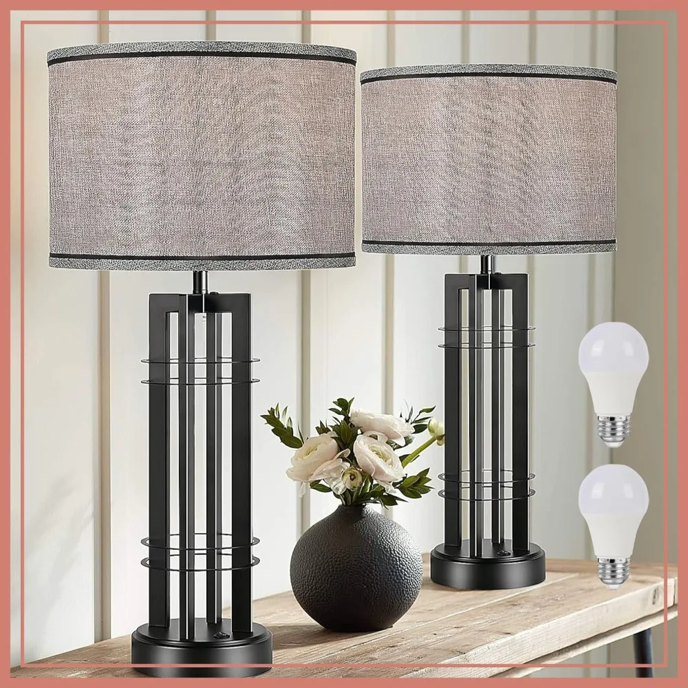 27in Tall Table Lamps Set of 2, Farmhouse Black&Grey, for Living Room Bedroom
27in Tall Table Lamps Set of 2, Farmhouse Black&Grey, for Living Room Bedroom