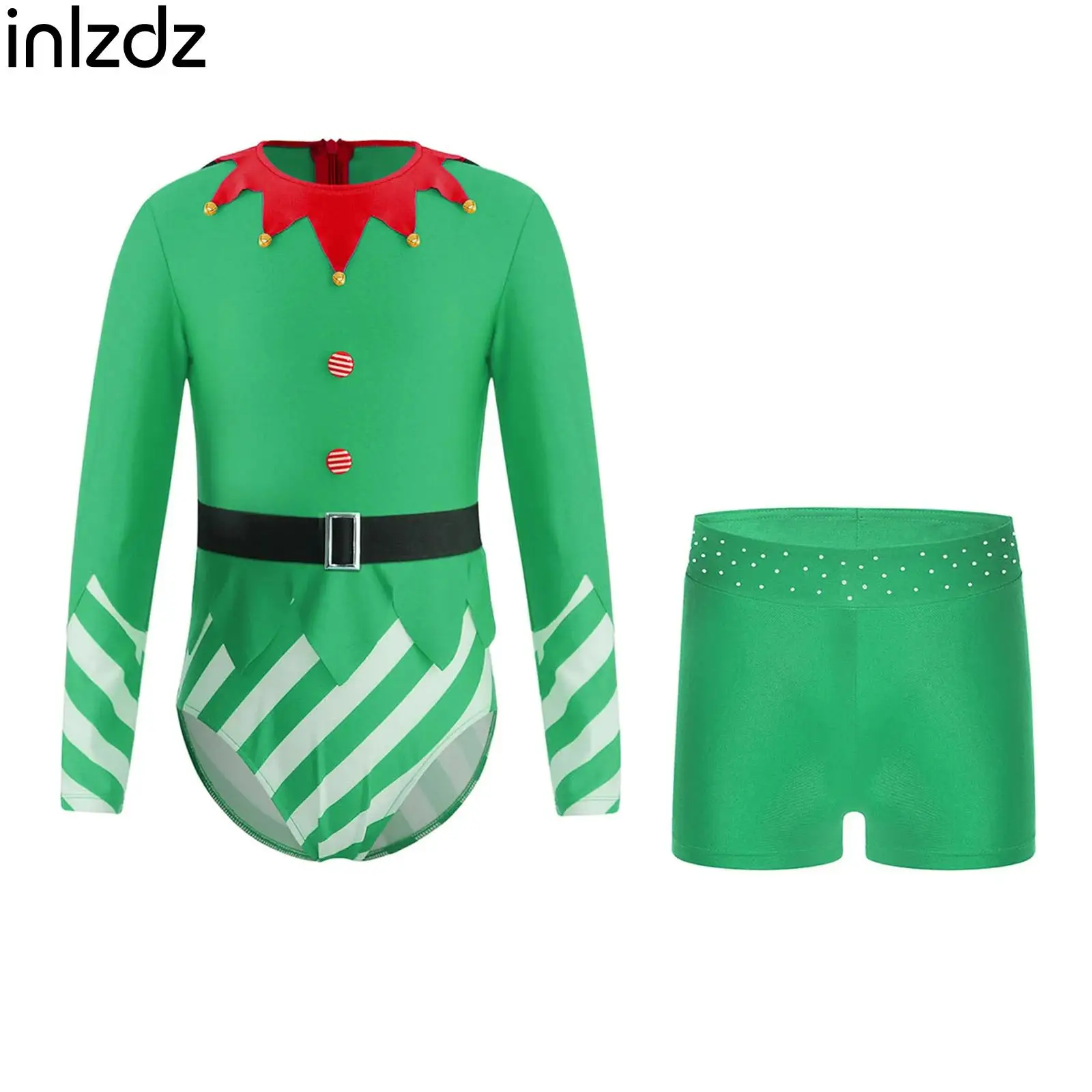 2Pcs Kids Girls Christmas Ballet Dance Set Cosplay Costume Long Sleeve Leotard Bodysuit with Belt And Rhinestones Shorts Set
2Pcs Kids Girls Christmas Ballet Dance Set Cosplay Costume Long Sleeve Leotard Bodysuit with Belt And Rhinestones Shorts Set