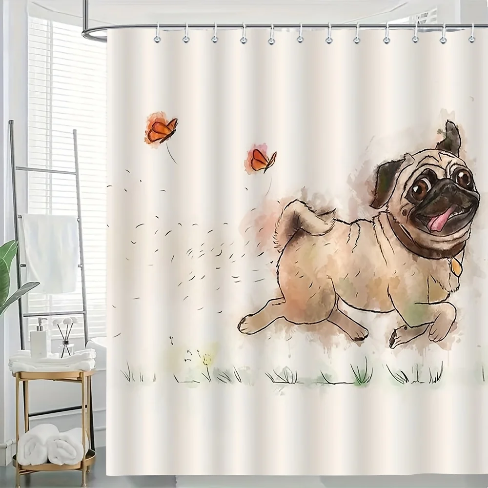Cute Pug Dog Watercolor Shower Curtain Bath Decor Watercolor Pet Dog Floral Print Bathroom Curtains 180x180cm
Cute Pug Dog Watercolor Shower Curtain Bath Decor Watercolor Pet Dog Floral Print Bathroom Curtains 180x180cm