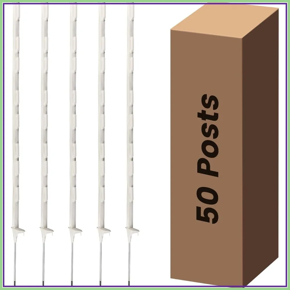 50 Pack 48 Inch Step-in Fence Posts for Garden, Orchard, Farm - White Plastic
50 Pack 48 Inch Step-in Fence Posts for Garden, Orchard, Farm - White Plastic