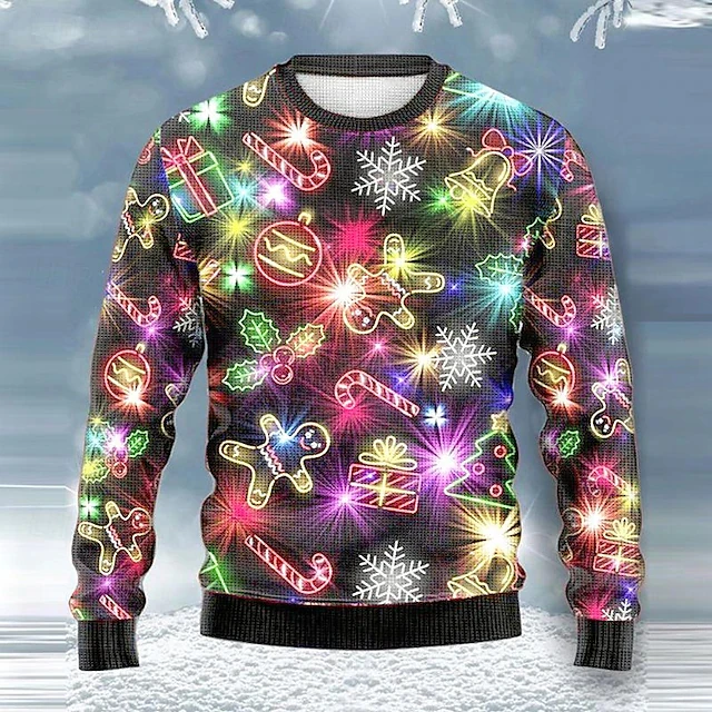 Funny Xmas Party Fake Neon Light Ugly Christmas Man Sweater Gift Santa Claus Pullover Men 3D Print Gingerbread Man Tops Clothing
Funny Xmas Party Fake Neon Light Ugly Christmas Man Sweater Gift Santa Claus Pullover Men 3D Print Gingerbread Man Tops Clothing