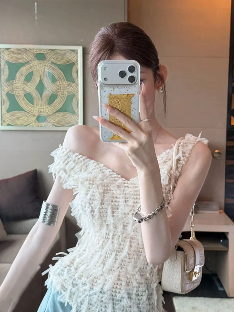 Syxatn N13 Women's Slim Fit Summer Vest Sleeveless Tassel Trim Mesh Top French Style Casual Daily Wear Short V-Neck Dress
Syxatn N13 Women's Slim Fit Summer Vest Sleeveless Tassel Trim Mesh Top French Style Casual Daily Wear Short V-Neck Dress