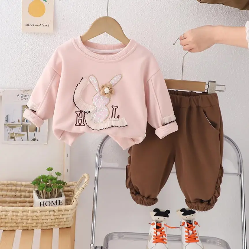 Baby Girls Designer Sets Toddler Outfits Spring Autumn Cartoon Lace Bunny Pullover Sweatshirt And Pants Infant Kids Clothes
Baby Girls Designer Sets Toddler Outfits Spring Autumn Cartoon Lace Bunny Pullover Sweatshirt And Pants Infant Kids Clothes