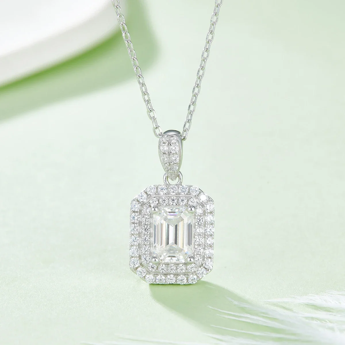 1CT Emerald Cut Moissanite Double Halo Pendant Necklace - 925 Sterling Silver Fine Jewelry
1CT Emerald Cut Moissanite Double Halo Pendant Necklace - 925 Sterling Silver Fine Jewelry