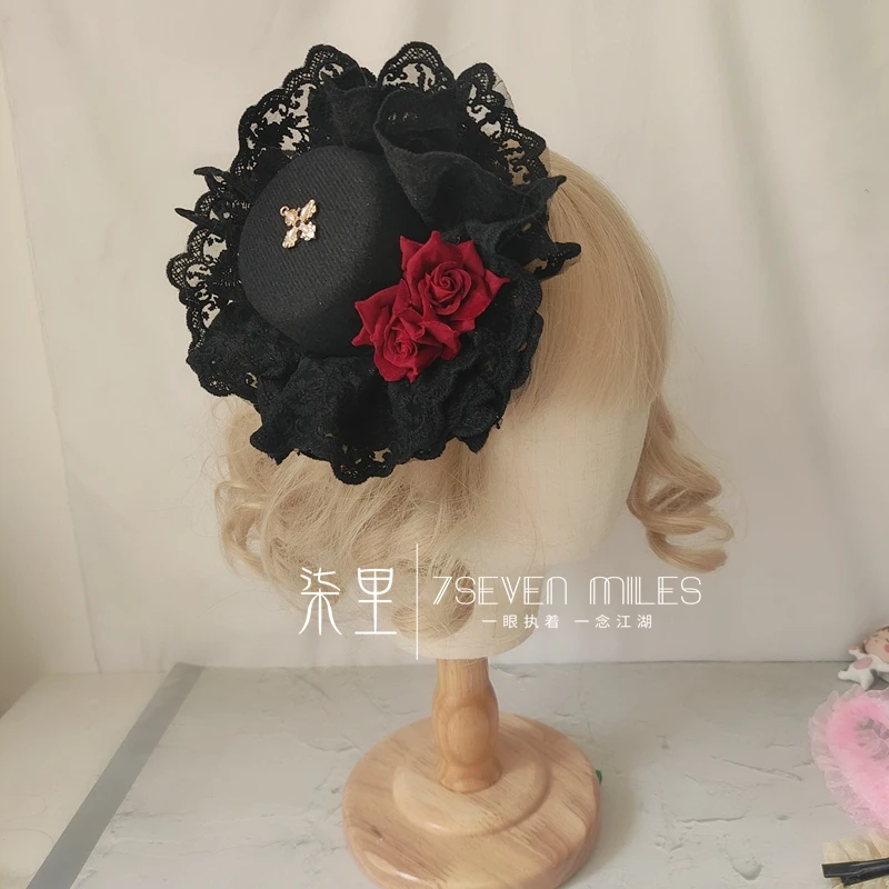 handmade dark lolita rose flowers cross black lace bow top hat hairpin small hats
handmade dark lolita rose flowers cross black lace bow top hat hairpin small hats