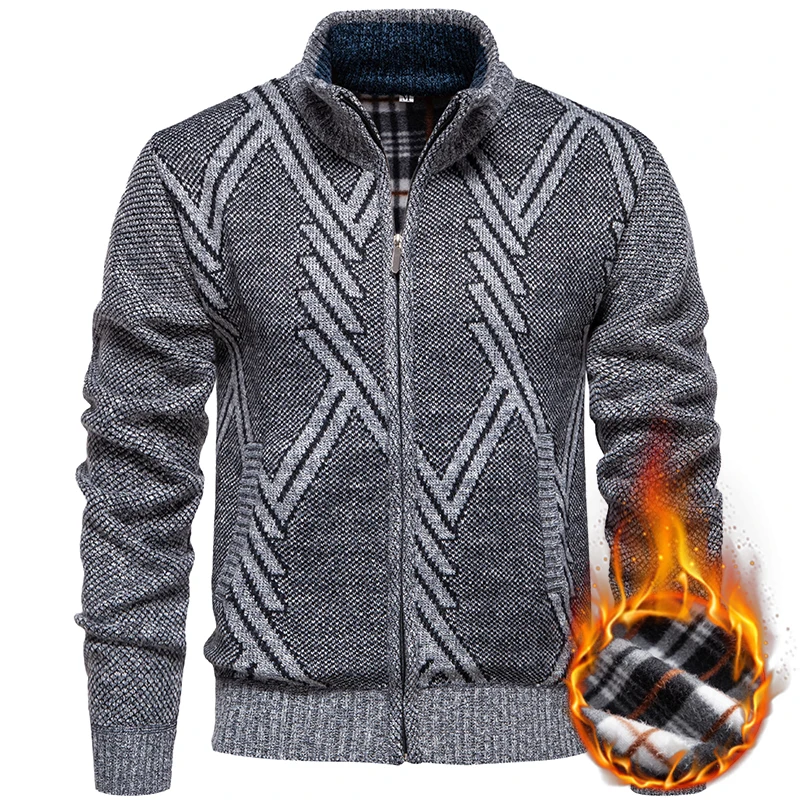 Knitted Sweater Men Autumn Winter Thick Warm Zipper Striped Stand Up Collar Sweater Men Cashmere Cotton Blended Knitting Sweater
Knitted Sweater Men Autumn Winter Thick Warm Zipper Striped Stand Up Collar Sweater Men Cashmere Cotton Blended Knitting Sweater