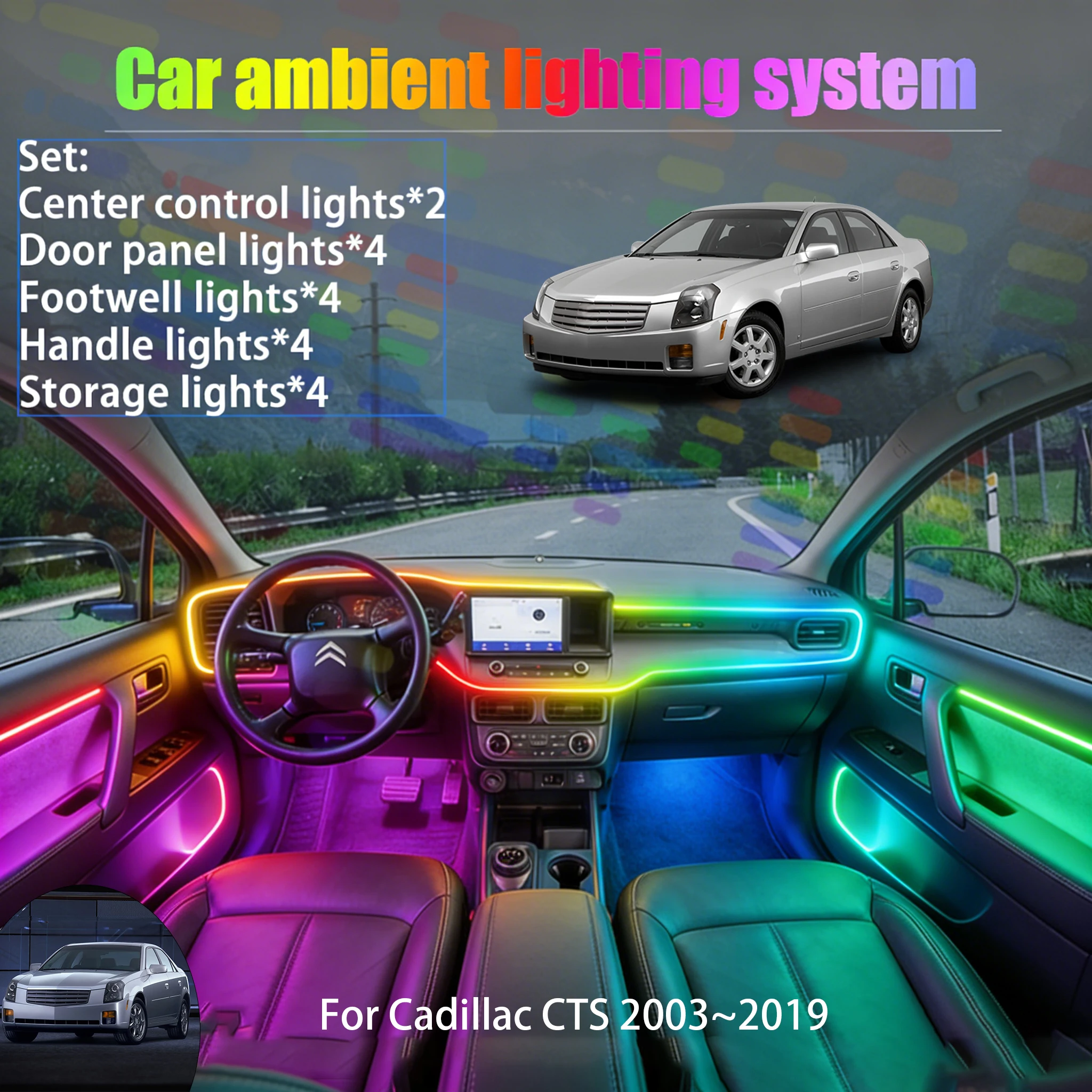 For Cadillac CTS 2003~2019 MK1 2/18 in 1 Car ambient lighting Led trunk interior led lights USB RGB Ensemble Streamer Auto Parts
For Cadillac CTS 2003~2019 MK1 2/18 in 1 Car ambient lighting Led trunk interior led lights USB RGB Ensemble Streamer Auto Parts