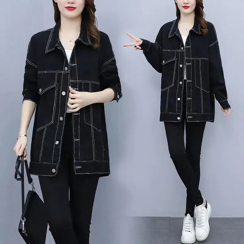 Black Denim Long Coats Ladies Spring Autumn 2023 New Spring Autumn Windbreaker Fashion Coat Single-Breasted Outwear Female
Black Denim Long Coats Ladies Spring Autumn 2023 New Spring Autumn Windbreaker Fashion Coat Single-Breasted Outwear Female