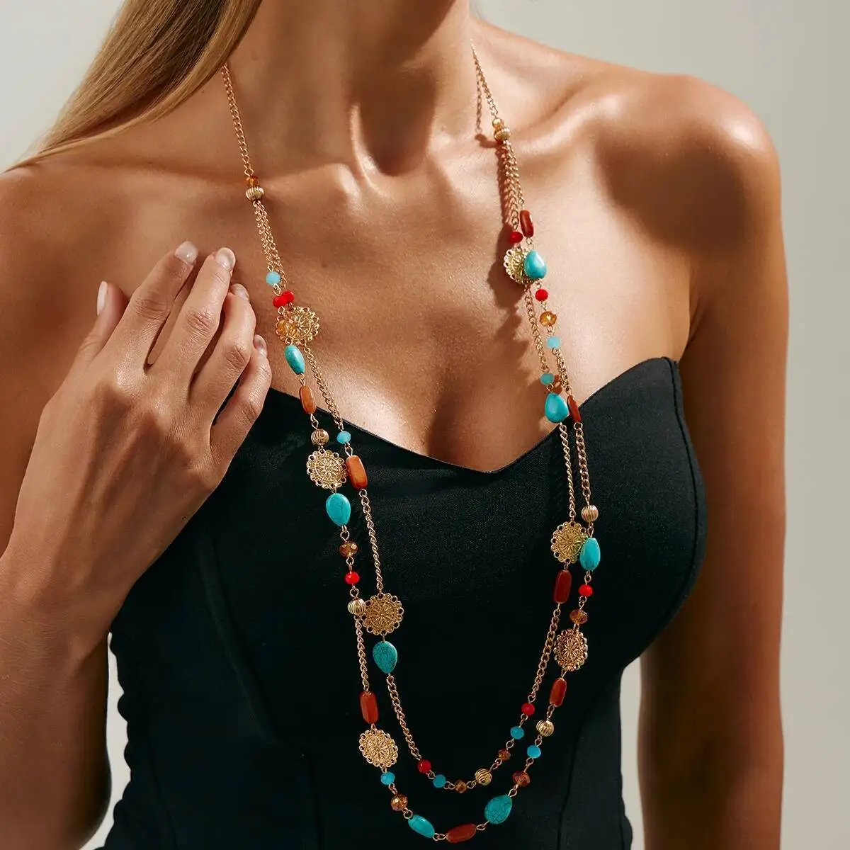 Vintage Acrylic Beaded Long Pendant Necklace for Women, Boho Stacked Sweater Chain, Party Accessory
Vintage Acrylic Beaded Long Pendant Necklace for Women, Boho Stacked Sweater Chain, Party Accessory