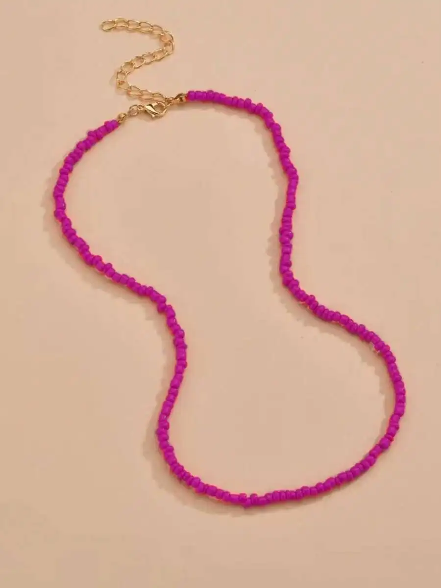 Vibrant Pink Beaded Chain Necklace For Women
Vibrant Pink Beaded Chain Necklace For Women