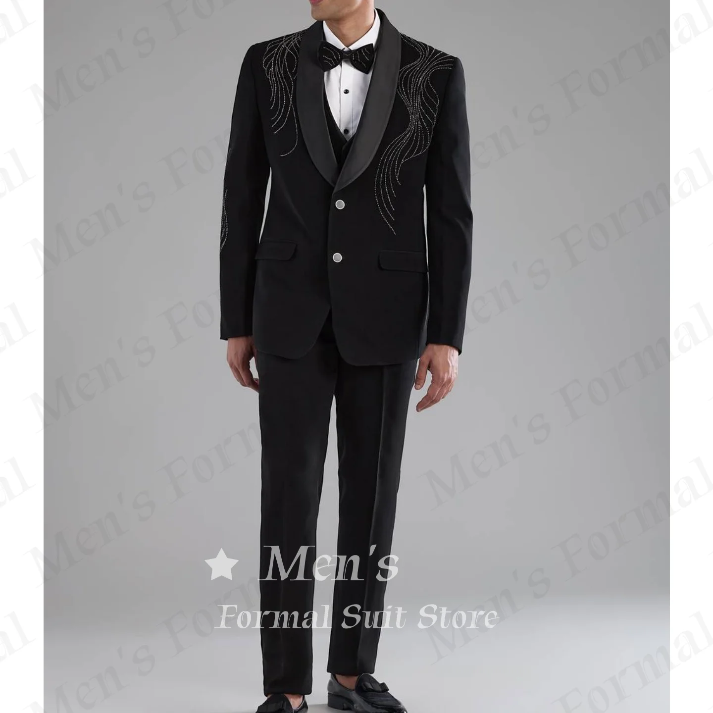 Men's Formal Black Beads Rhinestone Embellished Tuxedo 2 Piece Suit Slim Fit Blazer With Pants Wedding Groom Daily Customized
Men's Formal Black Beads Rhinestone Embellished Tuxedo 2 Piece Suit Slim Fit Blazer With Pants Wedding Groom Daily Customized