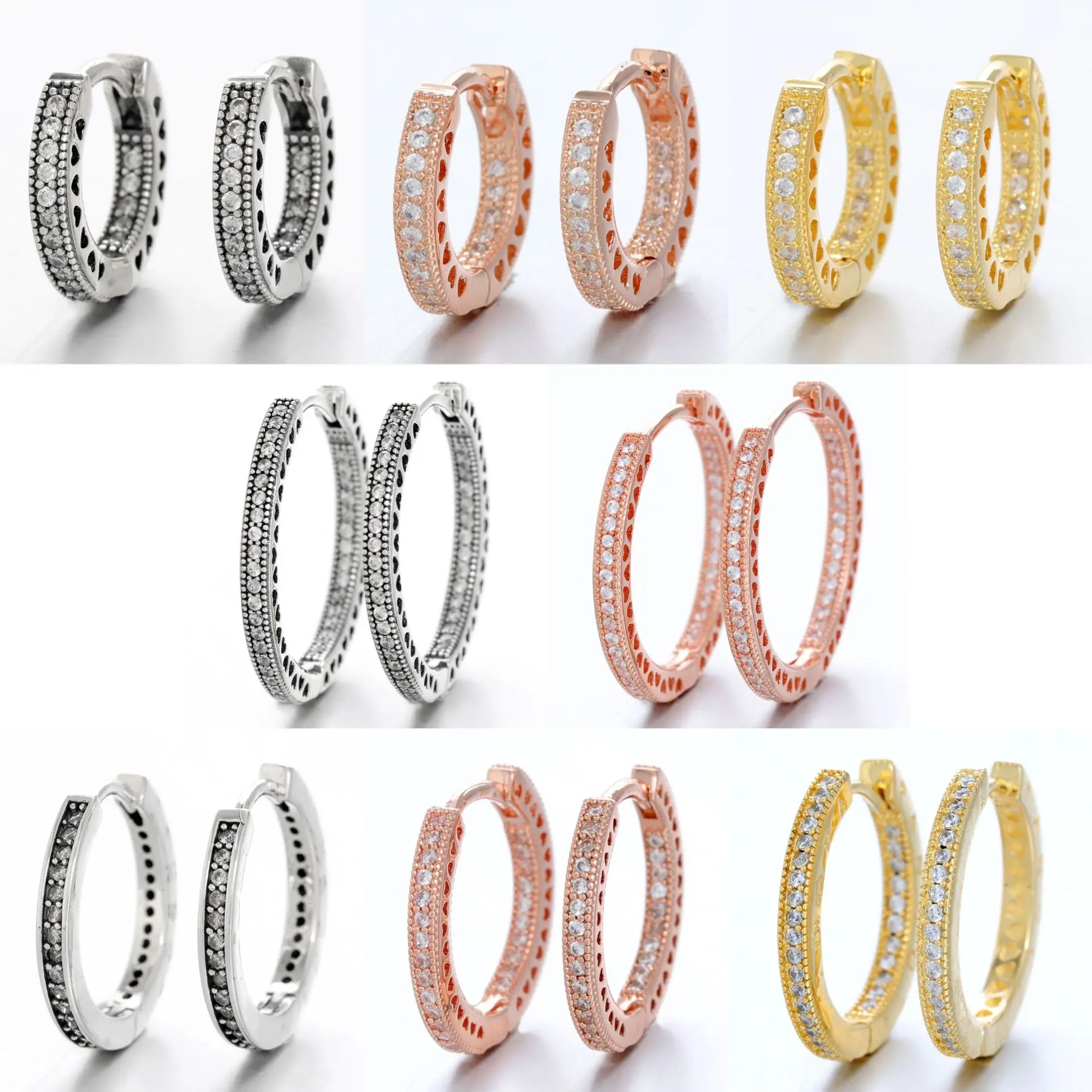925 Sterling Silver Rose Gold Pave Heart Hoop Earrings For Women Anniversar Party Wedding Jewelry
925 Sterling Silver Rose Gold Pave Heart Hoop Earrings For Women Anniversar Party Wedding Jewelry