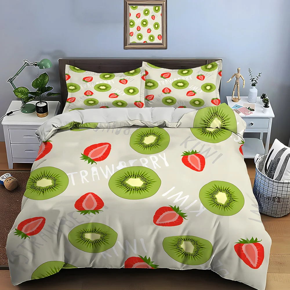 Strawberry and Kiwi Pattern Design Print Soft Comfortable Duvet Cover Bedding Set Included 1*Duvet Cover 2*Pillowcases
Strawberry and Kiwi Pattern Design Print Soft Comfortable Duvet Cover Bedding Set Included 1*Duvet Cover 2*Pillowcases