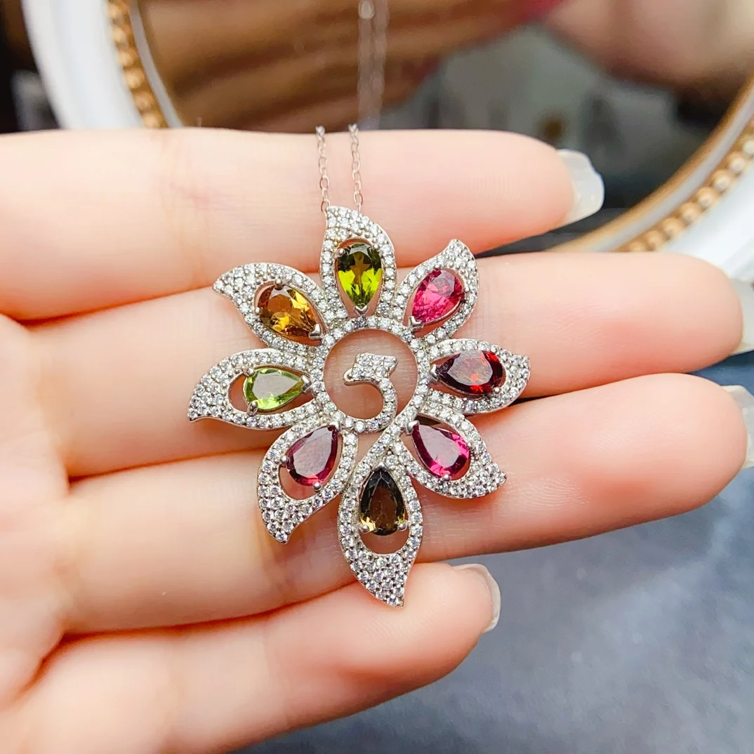 FS 4*6mm Natural Tourmaline S925 Sterling Silver Pendant Necklace for Women Fine Charm Weddings Jewelry Certificate MeiBaPJ New
FS 4*6mm Natural Tourmaline S925 Sterling Silver Pendant Necklace for Women Fine Charm Weddings Jewelry Certificate MeiBaPJ New