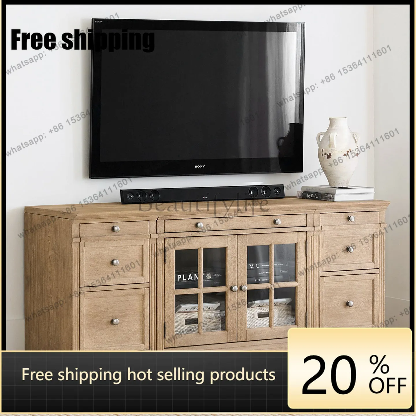 LD American Country Solid Wood TV Cabinet for Living Room Vintage-Style Small Apartment Storage Cabinet
LD American Country Solid Wood TV Cabinet for Living Room Vintage-Style Small Apartment Storage Cabinet