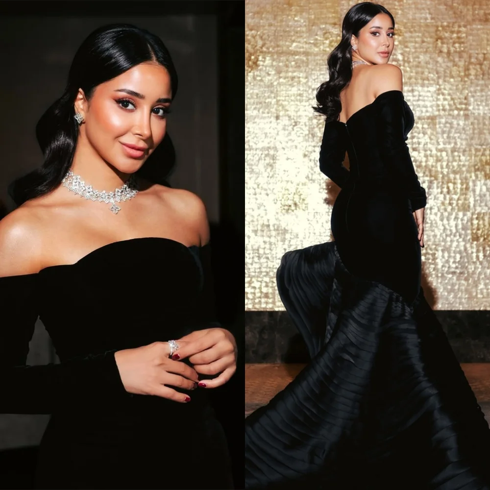 Customized Luxury Black Evening Dresses Graceful Strapless Long Sleeves Celebrity Gowns Exquisite Special Occasion Gowns
Customized Luxury Black Evening Dresses Graceful Strapless Long Sleeves Celebrity Gowns Exquisite Special Occasion Gowns