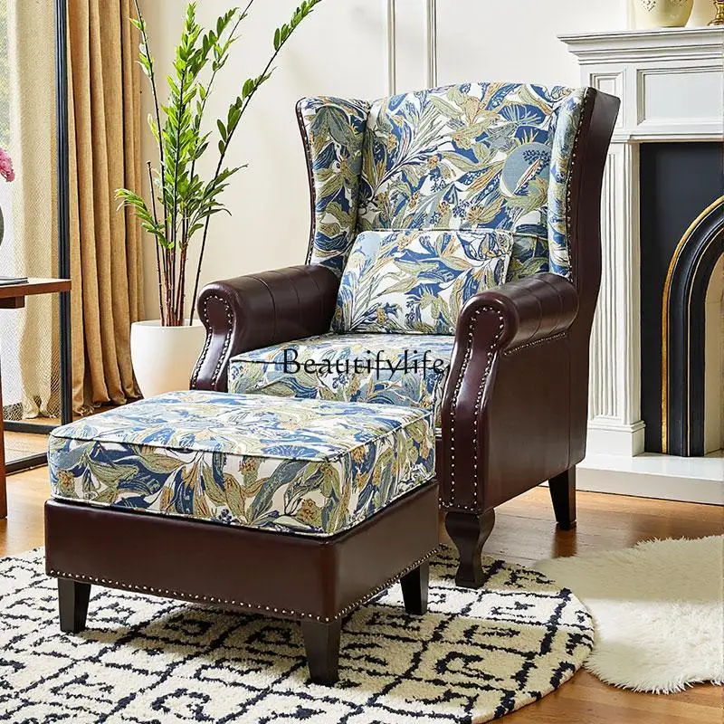 American single leather sofa chair top layer cowhide fabric living room bedroom high back leisure
American single leather sofa chair top layer cowhide fabric living room bedroom high back leisure