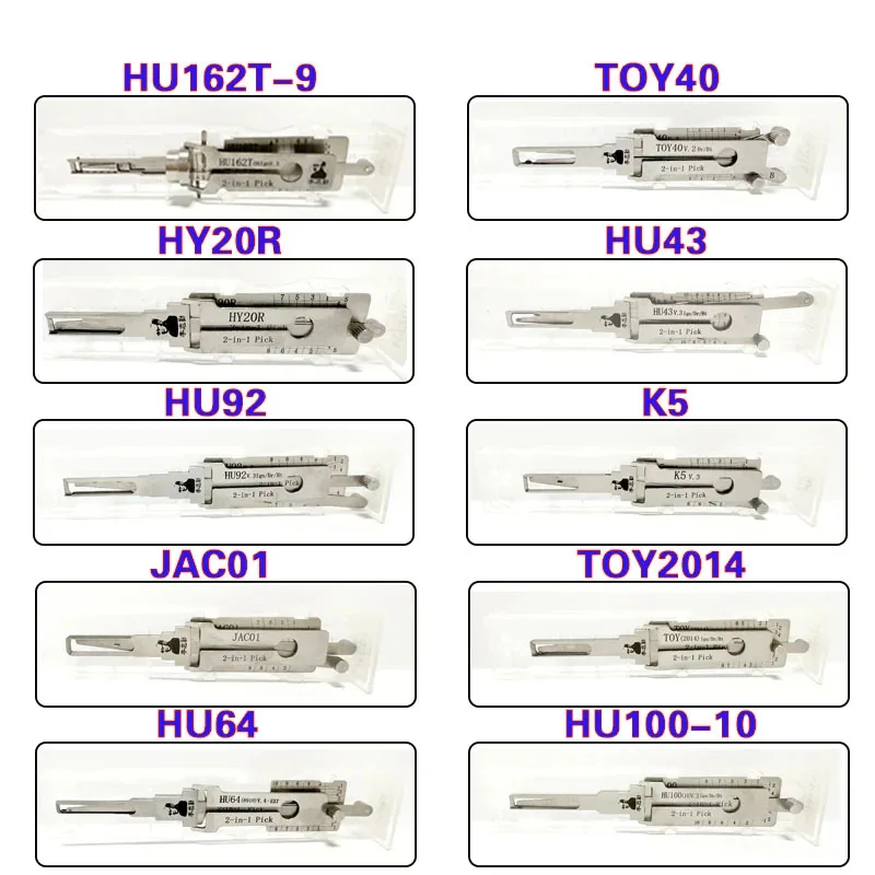 HU100(10) HU162T(9) HY20R HU92 JAC01 HU64 TOY40 HU43 K5 TOY2014 Lishi 2-in-1 Car Lockpicking For Hyundai Kia For Toyota 2014+
HU100(10) HU162T(9) HY20R HU92 JAC01 HU64 TOY40 HU43 K5 TOY2014 Lishi 2-in-1 Car Lockpicking For Hyundai Kia For Toyota 2014+