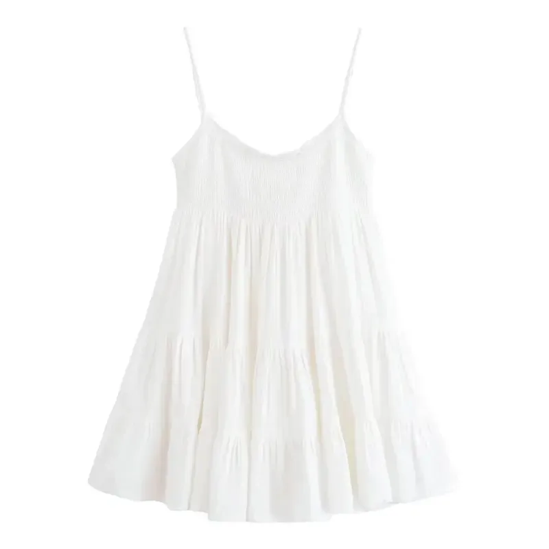 Summer women's short lace decoration pleated transparent suspender skirt beach vacation style fashionable and elegant mini dress
Summer women's short lace decoration pleated transparent suspender skirt beach vacation style fashionable and elegant mini dress