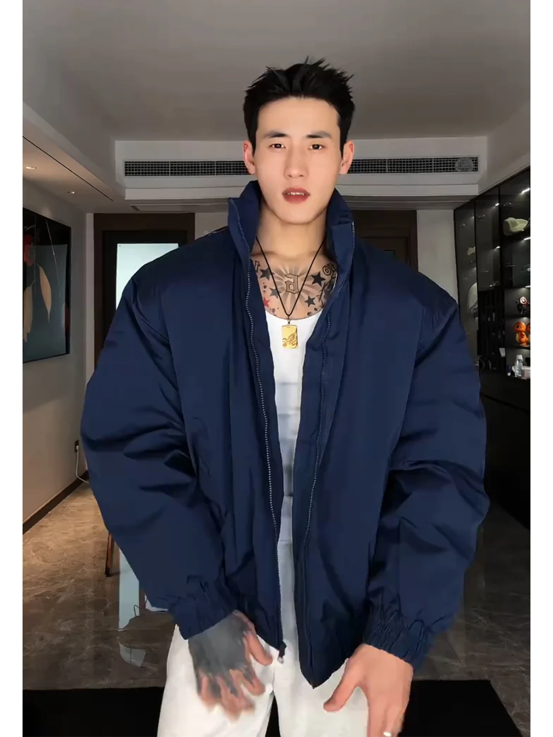 Thiened American Sle Flight Jaet Cotton Coat Men's Winter Thiened Stand Collar Cotton Clothes High-End Warm Outerwear
Thiened American Sle Flight Jaet Cotton Coat Men's Winter Thiened Stand Collar Cotton Clothes High-End Warm Outerwear