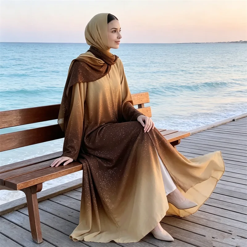 Eid Kimono Open Abayas for Women Dubai Cardigan Gradient Color Jalabiya Kebaya Caftan Marocain Femme Robe Islam Jalabiya Kaftan
Eid Kimono Open Abayas for Women Dubai Cardigan Gradient Color Jalabiya Kebaya Caftan Marocain Femme Robe Islam Jalabiya Kaftan