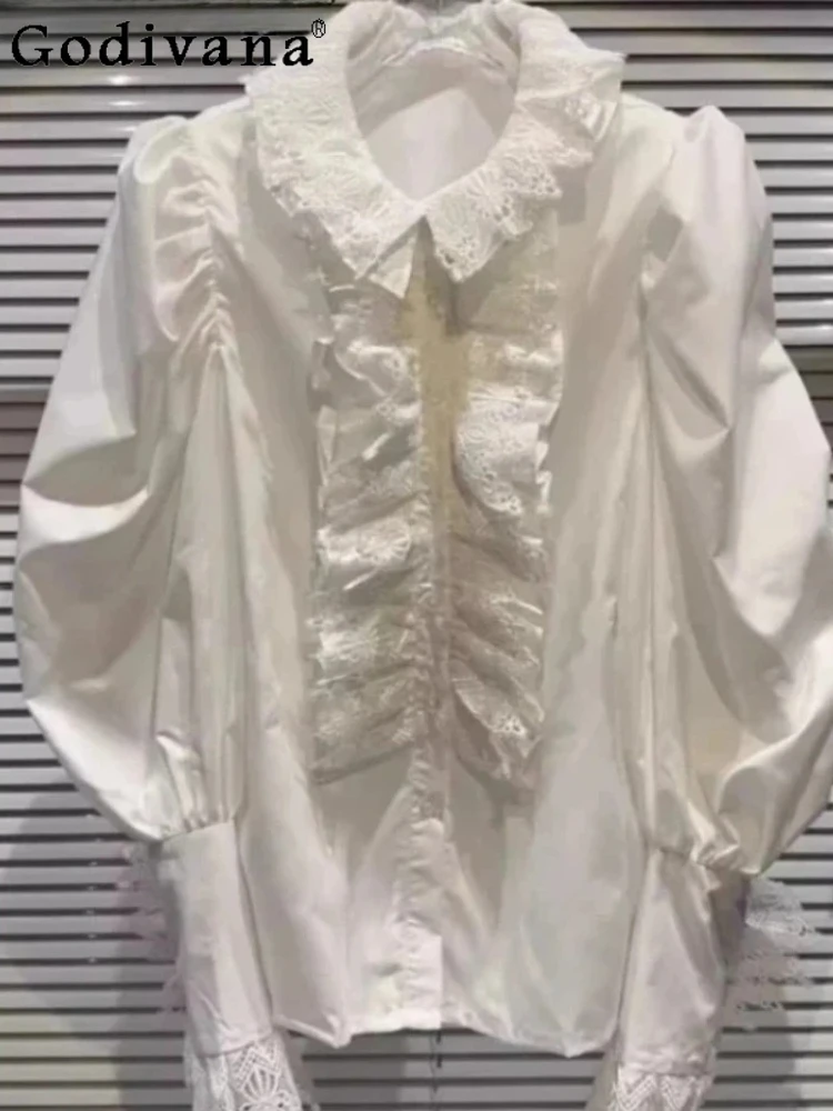 Sweet Age Reduction Lace Long Puff Sleeve French Shirt Spring Autumn Girl Fashion Loose Versatile Peter Pan Collar Lolita Tops
Sweet Age Reduction Lace Long Puff Sleeve French Shirt Spring Autumn Girl Fashion Loose Versatile Peter Pan Collar Lolita Tops