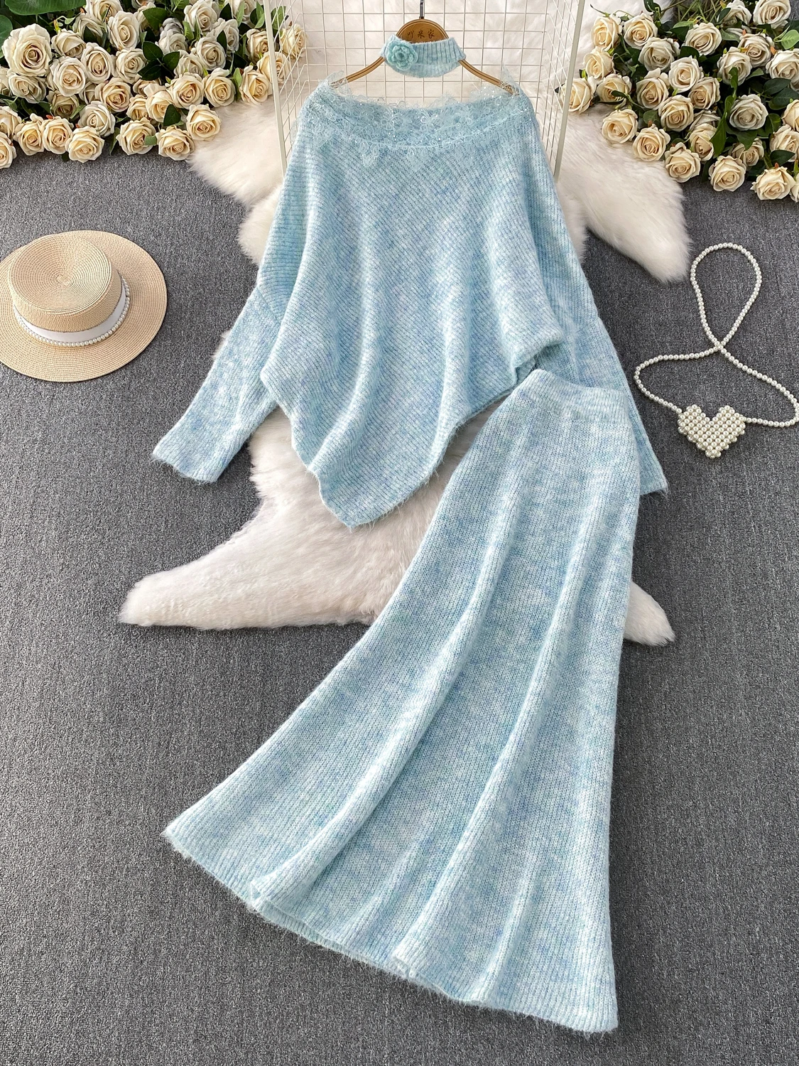 Soft Heavy Embroidery Lace Splicing One oulder Design Asymmetrical Thiened Sweater Long Skirt Ele Two-Piece Set for W...
Soft Heavy Embroidery Lace Splicing One oulder Design Asymmetrical Thiened Sweater Long Skirt Ele Two-Piece Set for W...