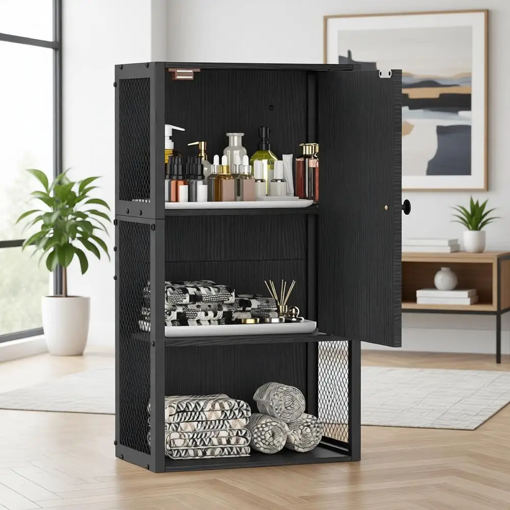 Space-Saving 3-Tier Wall Cabinet for Bathroom and Living Room, Black Medicine Storage Over Toilet
Space-Saving 3-Tier Wall Cabinet for Bathroom and Living Room, Black Medicine Storage Over Toilet