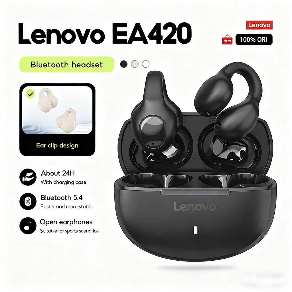 Беспроводные наушники Lenovo EA420 TWS с зажимом для ушей | Bluetooth 5.4, сенсорное управление, длительный срок службы батареи, встроенный микрофон
Беспроводные наушники Lenovo EA420 TWS с зажимом для ушей | Bluetooth 5.4, сенсорное управление, длительный срок службы батареи, встроенный микрофон