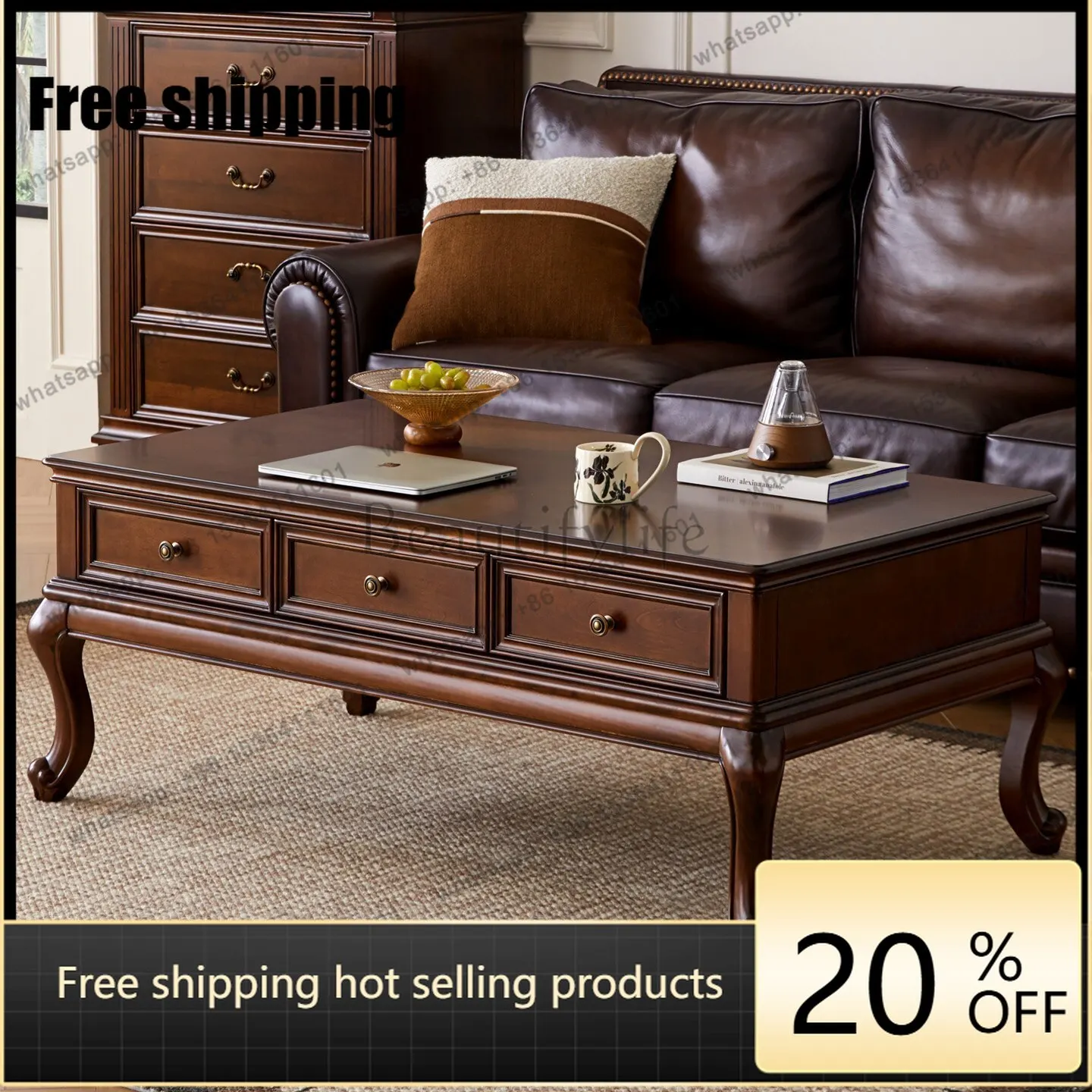 XX American all solid wood living room storage with drawer coffee table combination pure log coffee table
XX American all solid wood living room storage with drawer coffee table combination pure log coffee table