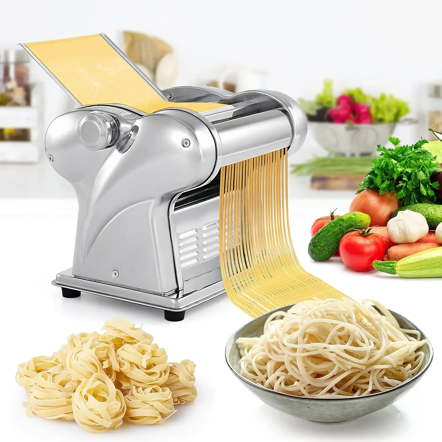 Electric Pasta Maker Machine Pasta Dough Spaghetti Roller Noodle Pressing Machine Stainless Steel 135W for Home Family Use (1.5m
Electric Pasta Maker Machine Pasta Dough Spaghetti Roller Noodle Pressing Machine Stainless Steel 135W for Home Family Use (1.5m