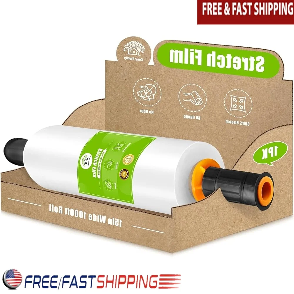 Plastic Wrap Stretch Film Roll 1000ft Industrial Strength Clear Wrap with Handles Perfect Moving Packing Storage Pallets
Plastic Wrap Stretch Film Roll 1000ft Industrial Strength Clear Wrap with Handles Perfect Moving Packing Storage Pallets