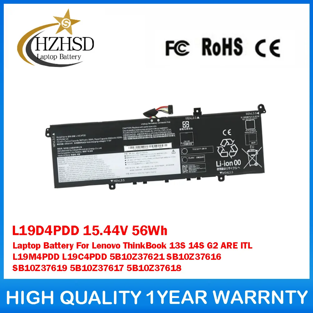 L19D4PDD 15.44V 56Wh Laptop Battery For Lenovo ThinkBook 13S 14S G2 ARE ITL L19M4PDD L19C4PDD 5B10Z37621 SB10Z37616 SB10Z37619
L19D4PDD 15.44V 56Wh Laptop Battery For Lenovo ThinkBook 13S 14S G2 ARE ITL L19M4PDD L19C4PDD 5B10Z37621 SB10Z37616 SB10Z37619