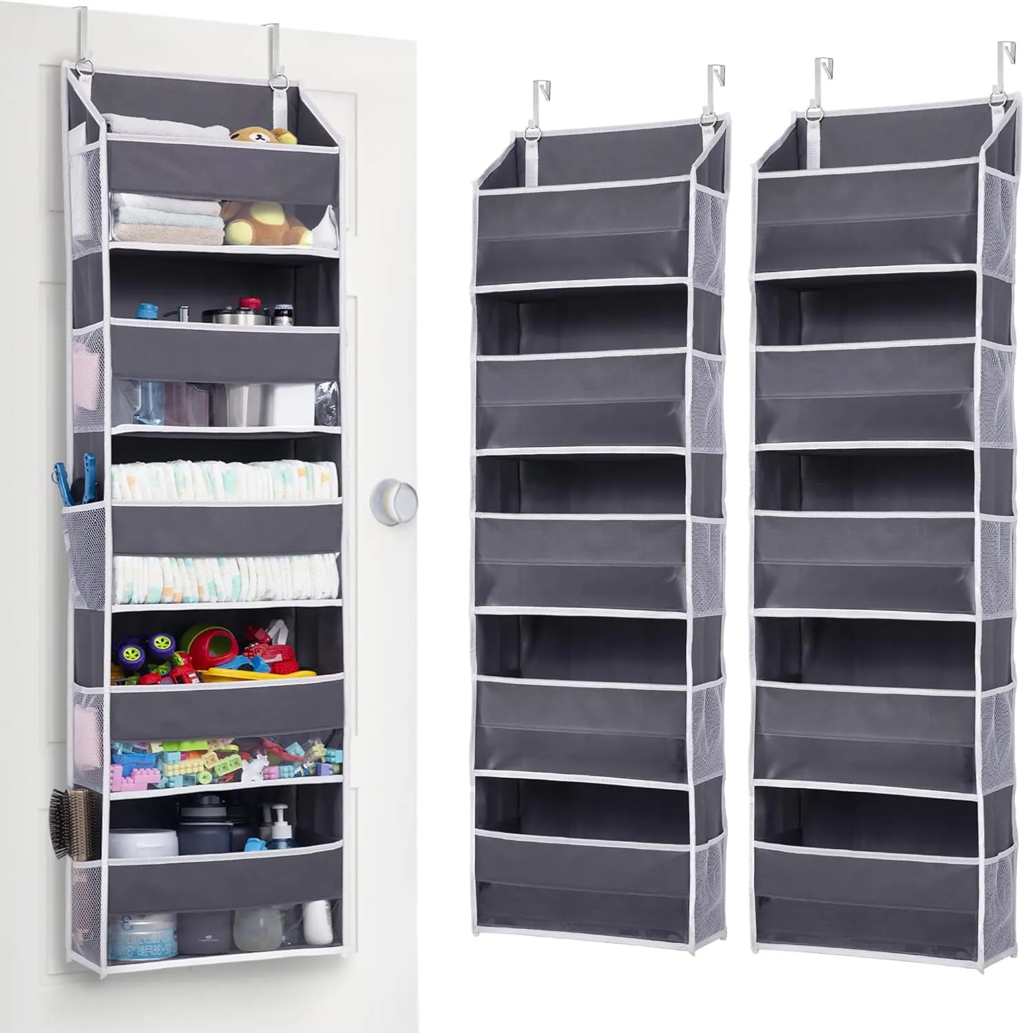 5-Tier Over the Door Organizer with Mesh Pockets and PVC Windows, Dark Gray, 2 Pack
5-Tier Over the Door Organizer with Mesh Pockets and PVC Windows, Dark Gray, 2 Pack