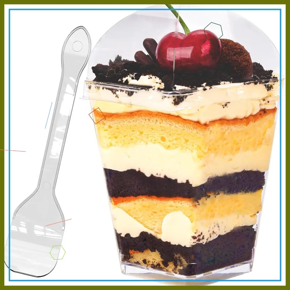 50 Pack 5oz Square Clear Plastic Dessert Cups with Lids and Spoons, Mini Parfait Cups for Yogurt, Jello, Mousse, Snacks
50 Pack 5oz Square Clear Plastic Dessert Cups with Lids and Spoons, Mini Parfait Cups for Yogurt, Jello, Mousse, Snacks