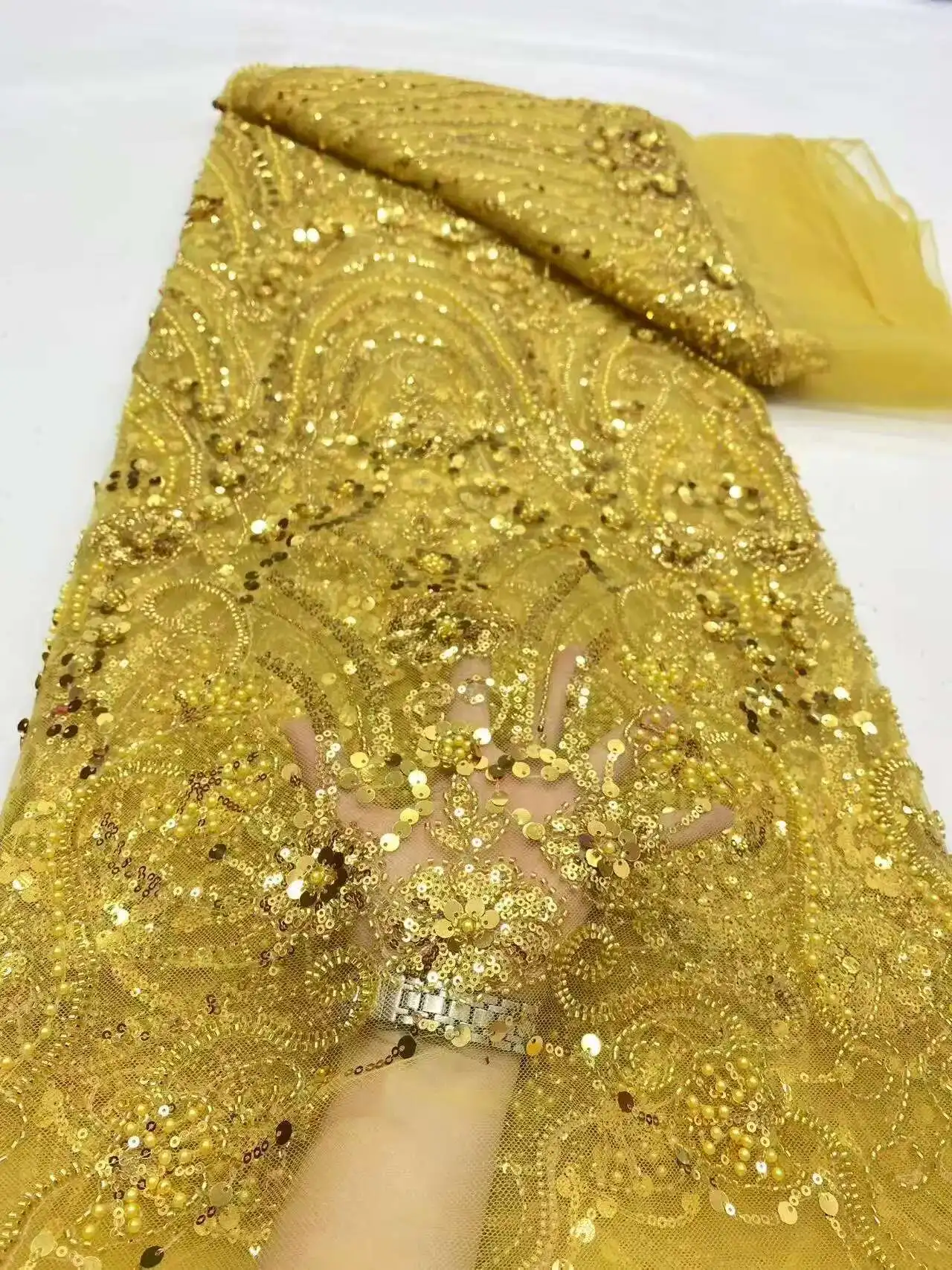 5Yards African Bridal Lace Fabric with Sequins Beaded Embroidery High Quality French Tulle for Wedding Groom Nigerian Style
5Yards African Bridal Lace Fabric with Sequins Beaded Embroidery High Quality French Tulle for Wedding Groom Nigerian Style