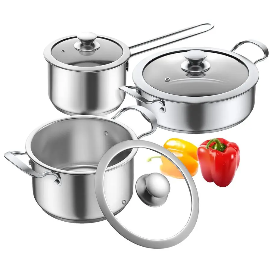 Stainless Steel pots and pans set, 6 Piece Nonstick Kitchen Induction Cookware Set,Works with Induction Electric and Gas Cooktop
Stainless Steel pots and pans set, 6 Piece Nonstick Kitchen Induction Cookware Set,Works with Induction Electric and Gas Cooktop