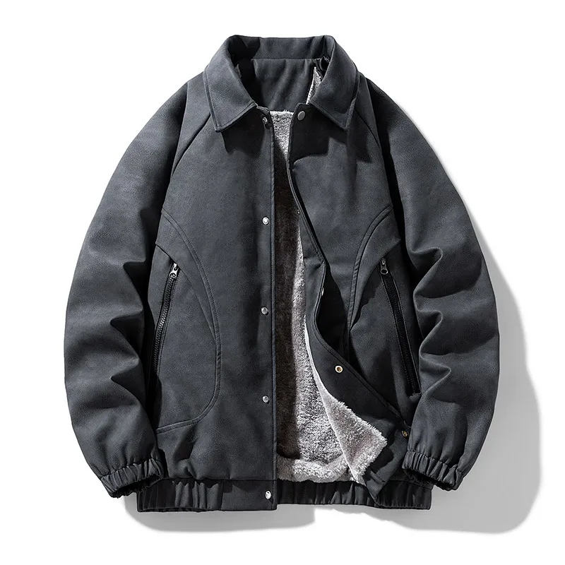 Men's PU Leather Jacket Autumn Winter Solid Color Lining Warm Velvet Warm Fashion High Street Lapel Coat Men's Leather Clothing
Men's PU Leather Jacket Autumn Winter Solid Color Lining Warm Velvet Warm Fashion High Street Lapel Coat Men's Leather Clothing