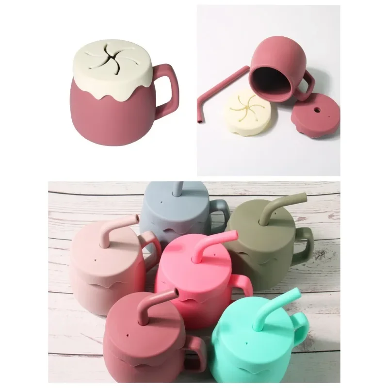 Baby Food Grade Silicone Snack Cup Large Belly Cup Creative Children's Handle Straw Cup Anti Drop Cup Dual Use
Baby Food Grade Silicone Snack Cup Large Belly Cup Creative Children's Handle Straw Cup Anti Drop Cup Dual Use